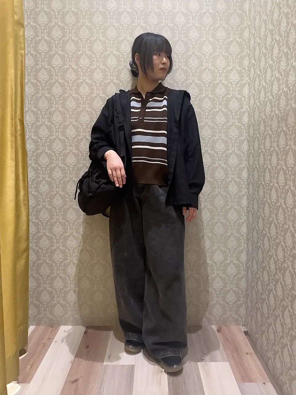 衿付き7分袖ニットプルオーバー/Green Parks（グリーン パークス）の