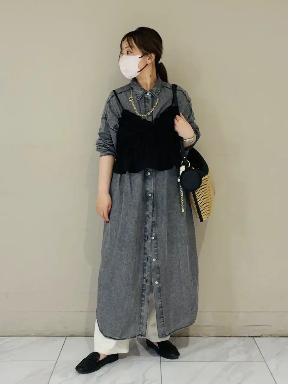 ≪USED≫SET2点フリルビスチェ＋シャツワンピース/Green Parks