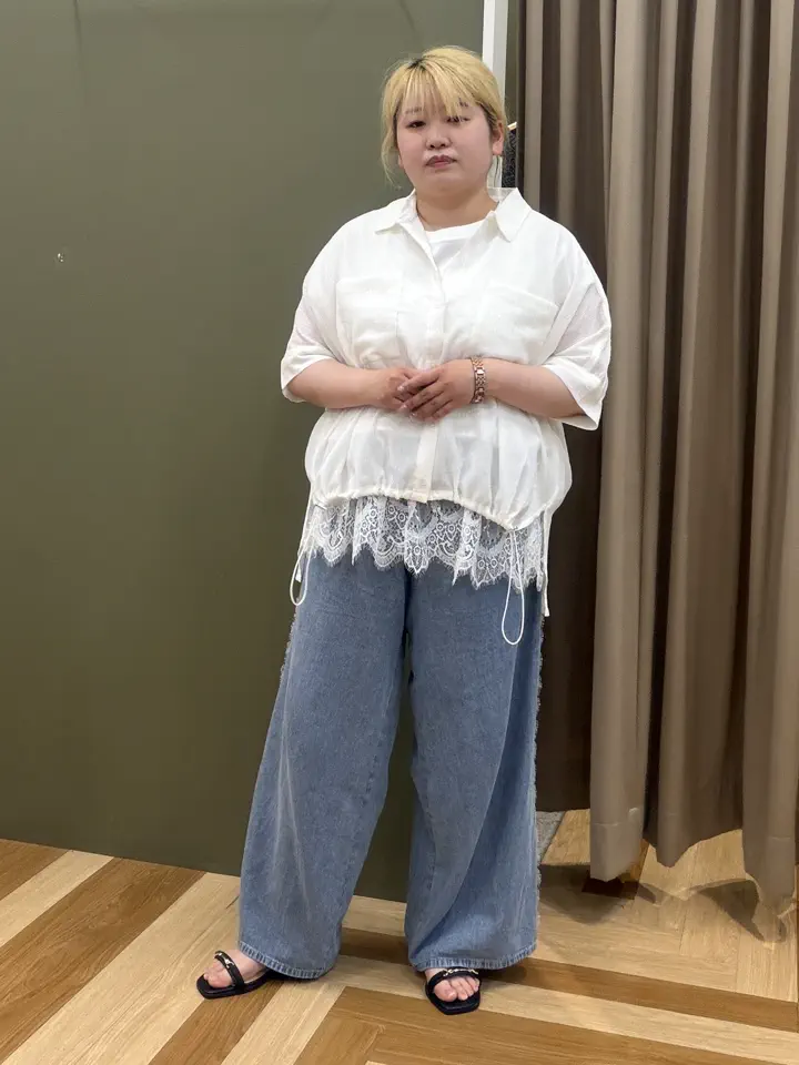 サイドレースデニムワイドパンツ/Green Parks（グリーン パークス）の