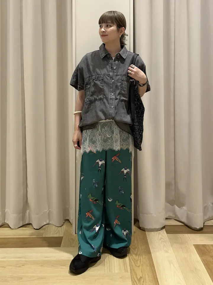 □WITH KURUMI.N 鳥柄イージーパンツ/Green Parks（グリーン パークス