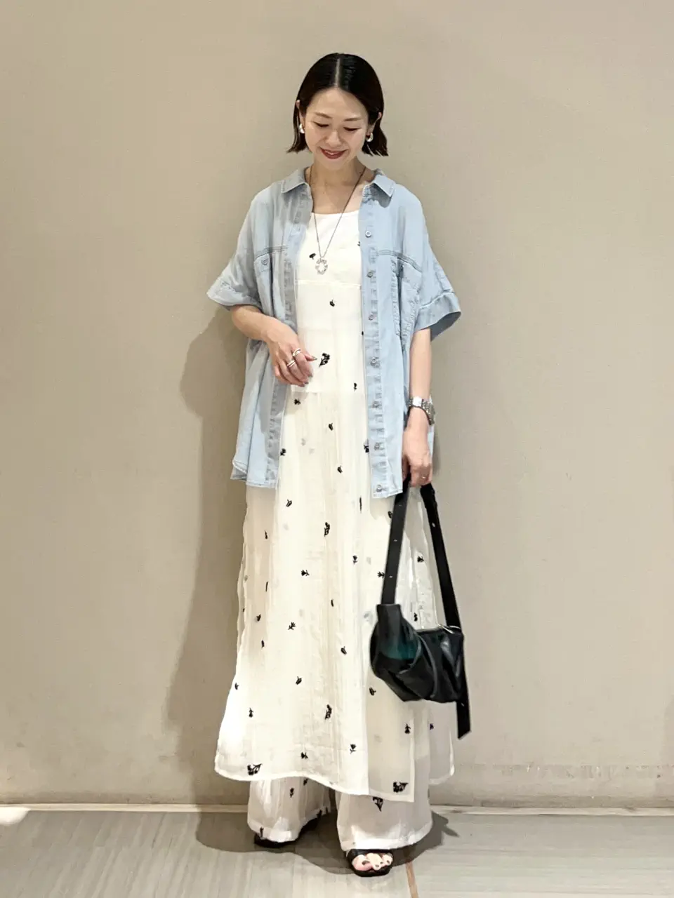 花柄刺繍ワイドパンツ/Green Parks（グリーン パークス）のワイド