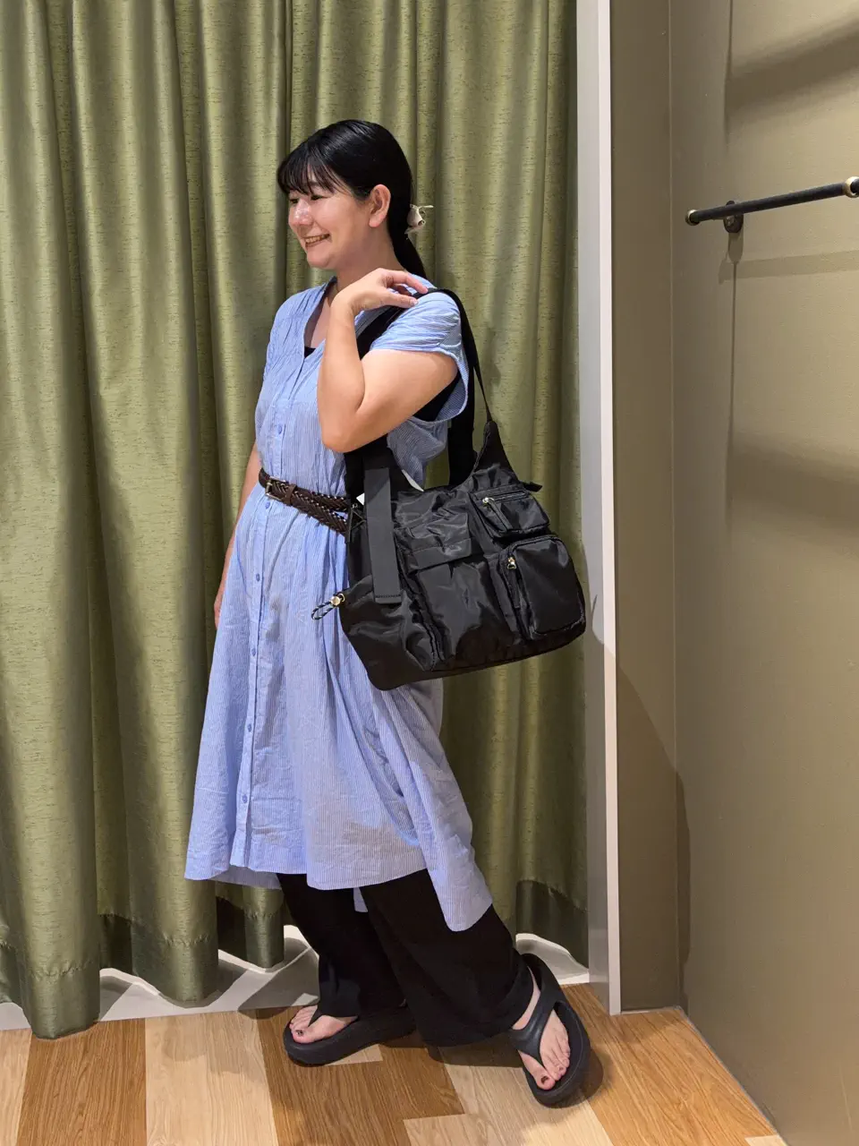 Rちゃんmama専用 チェリーバスケットプリントワンピース（クリーム）130 フレンチスリーブシャーリングワンピース/Green Parks（グリーン