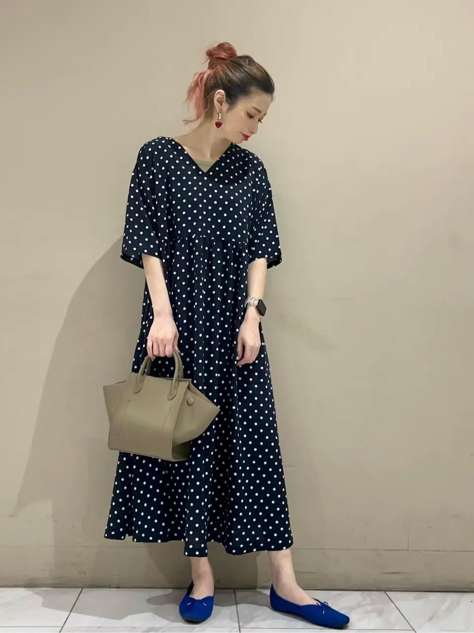 novem9 ドットpt Aラインワンピース/Green Parks（グリーン パークス