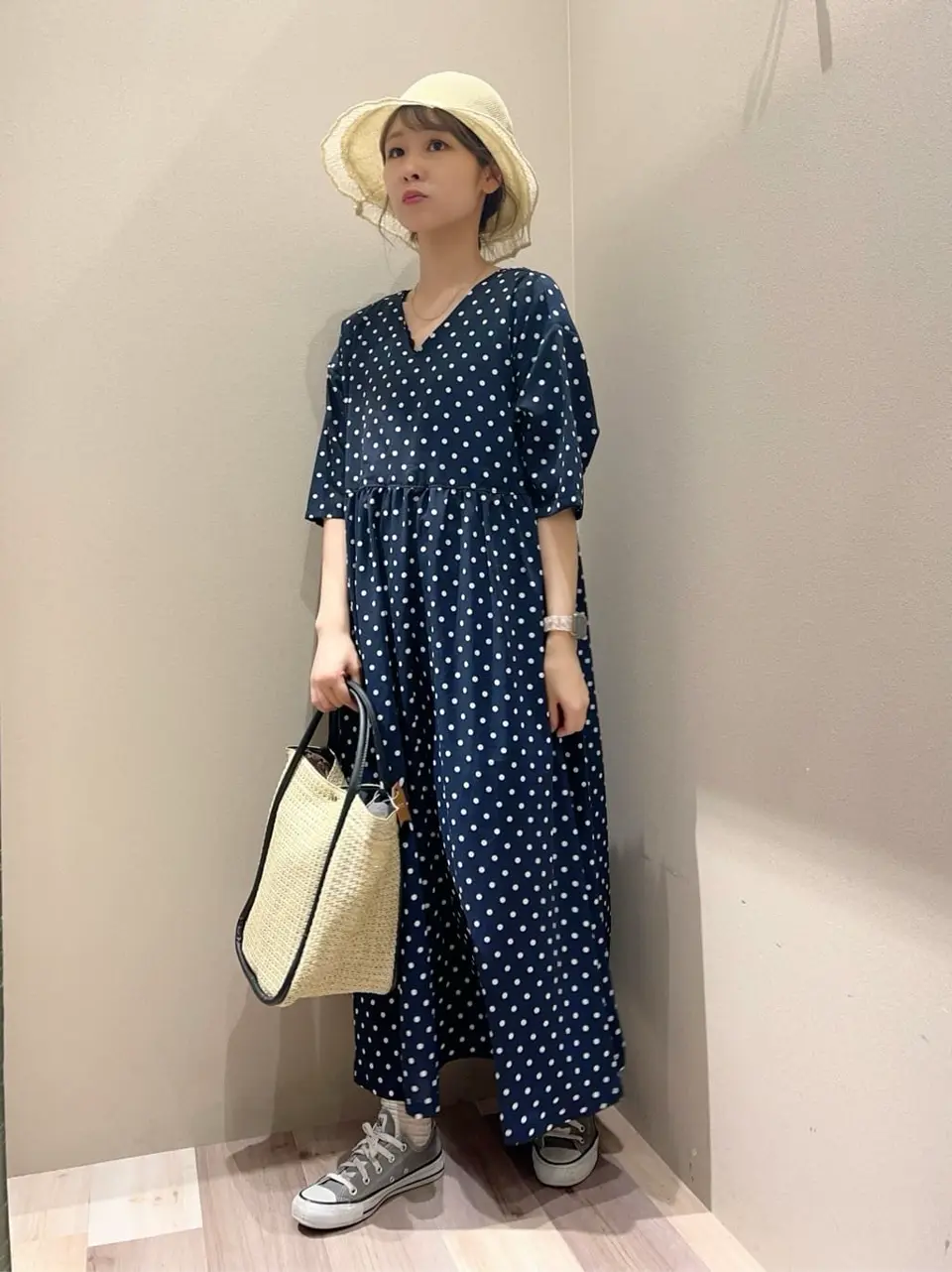 novem9 ドットpt Aラインワンピース/Green Parks（グリーン パークス