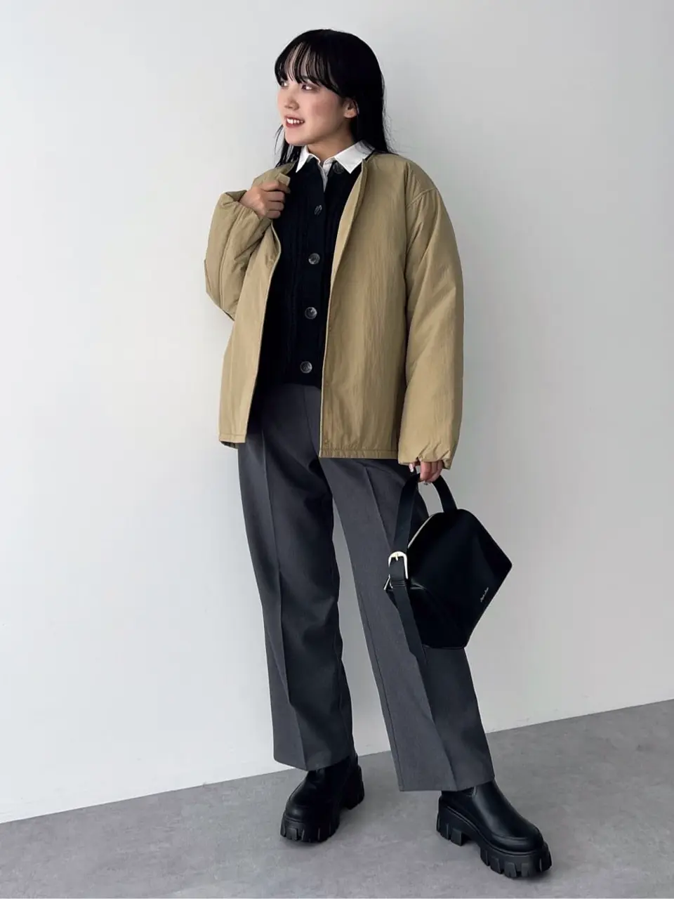 ライト中わたノーカラーブルゾン/Green Parks（グリーン パークス）の