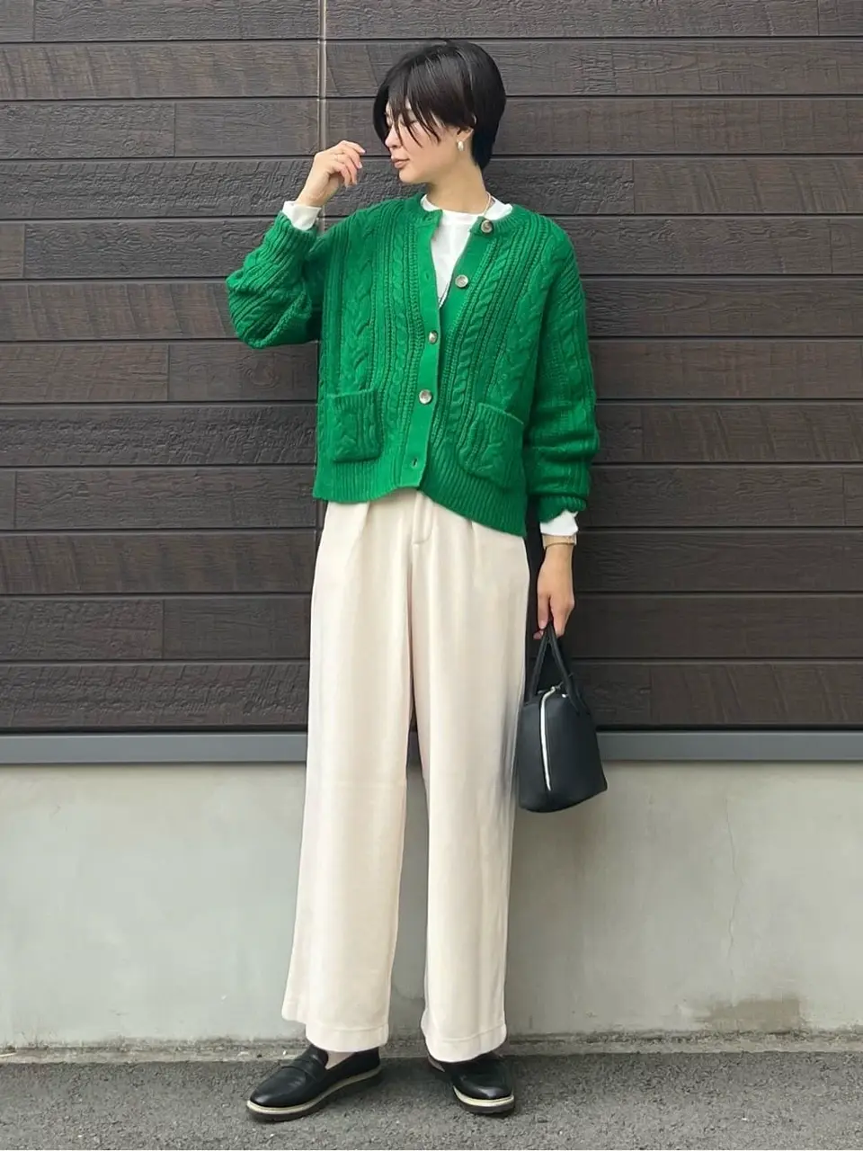 ケーブル釦ニットカーディガン/Green Parks（グリーン パークス）の