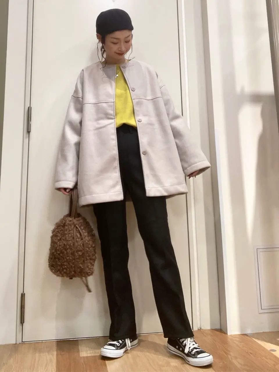 洗えるノーカラーショートコート/Green Parks（グリーン パークス）の