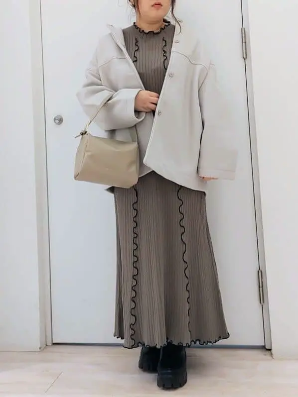 洗えるノーカラーショートコート/Green Parks（グリーン パークス）の