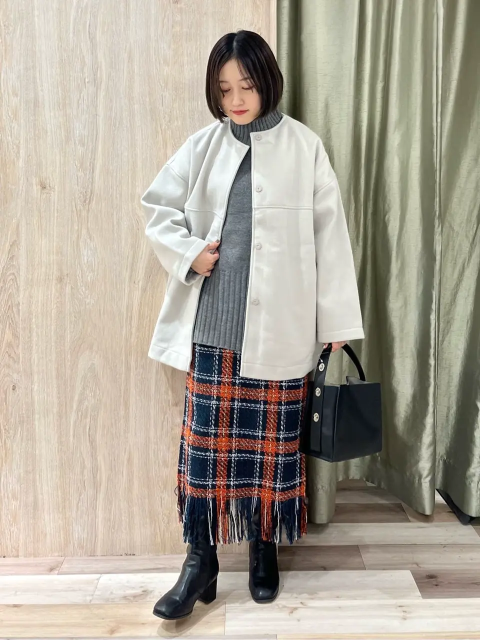 洗えるノーカラーショートコート/Green Parks（グリーン パークス）の