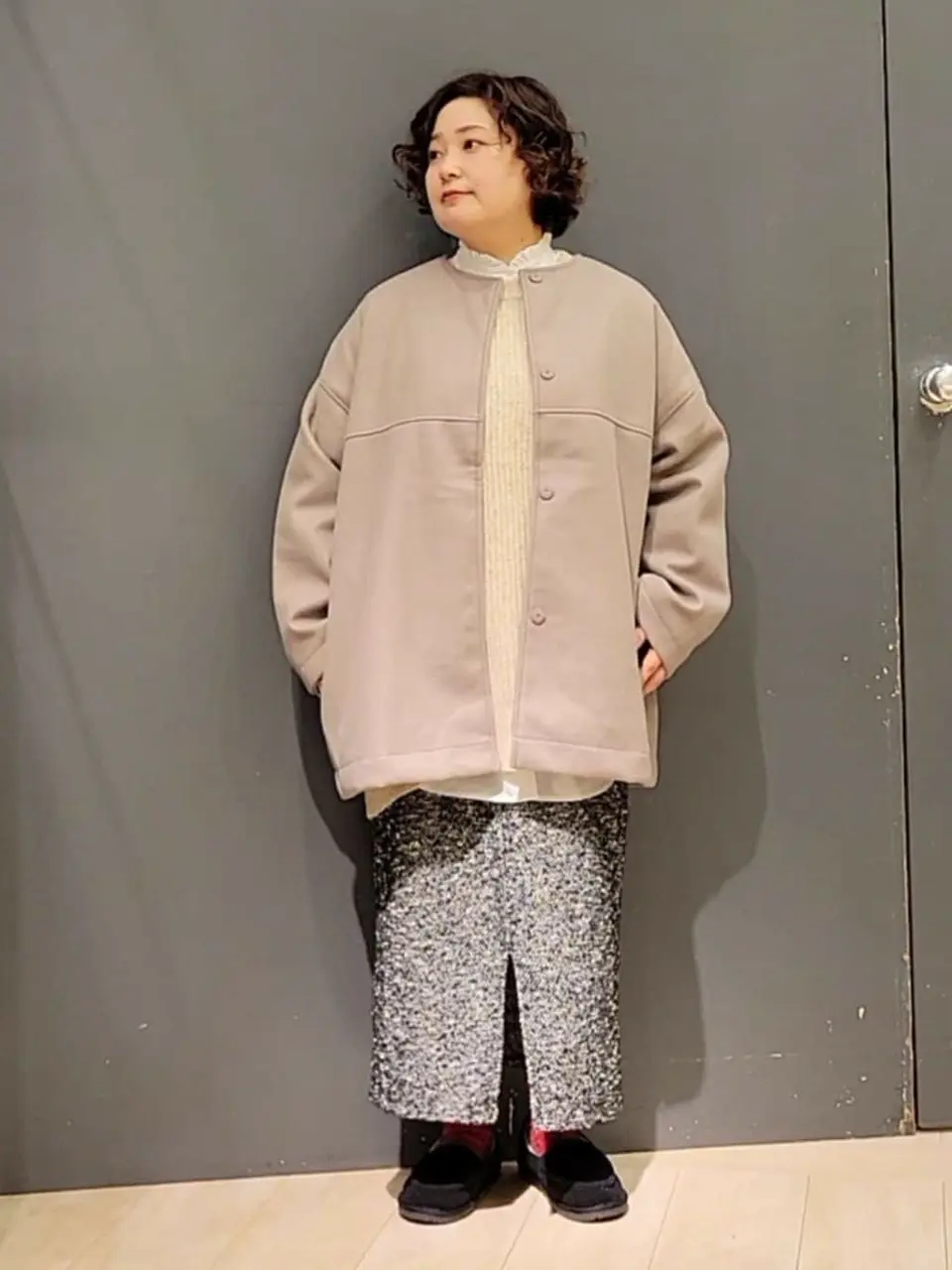 洗えるノーカラーショートコート/Green Parks（グリーン パークス）の