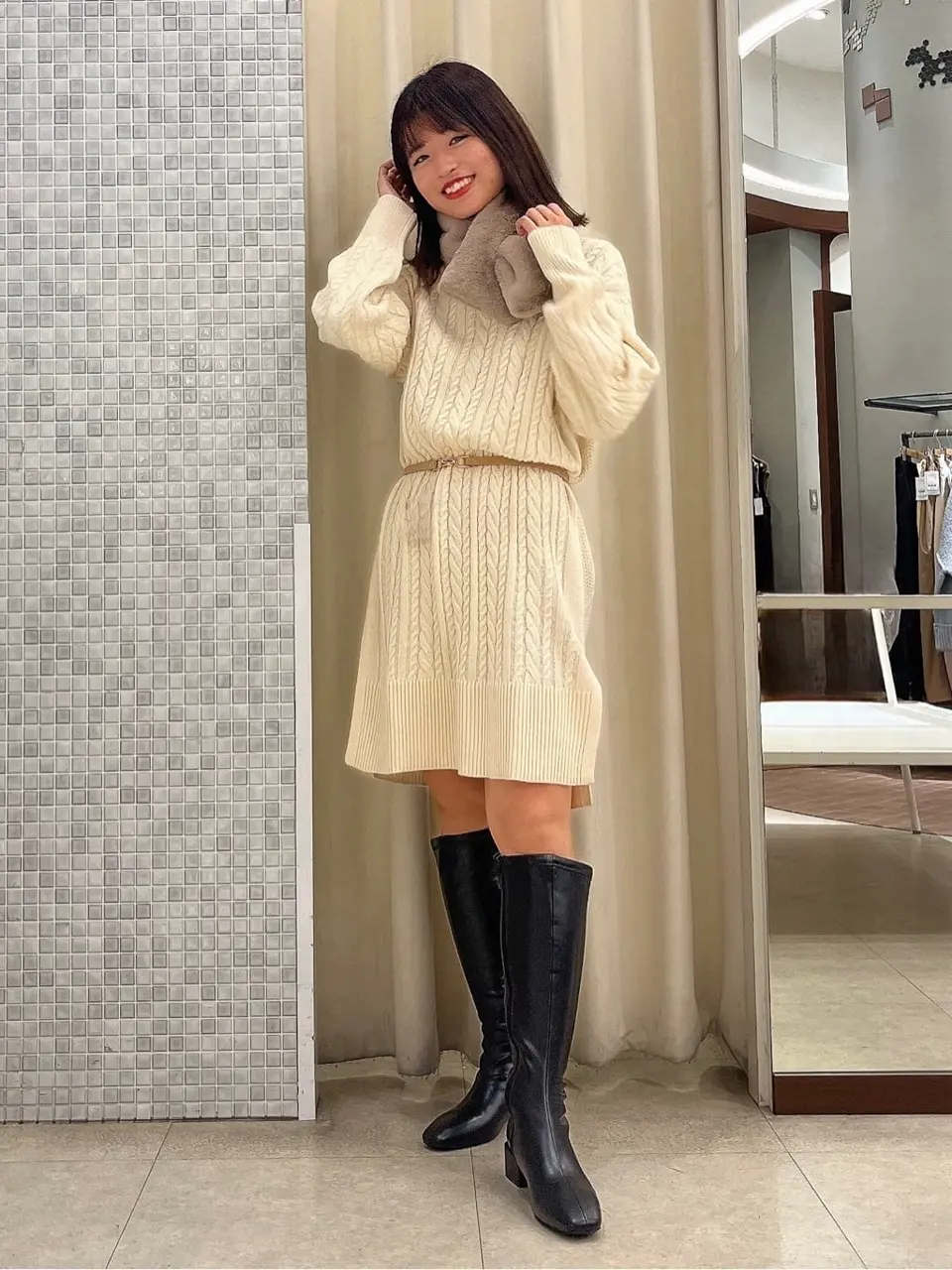 ケーブルニットミニワンピース/Green Parks（グリーン パークス）の