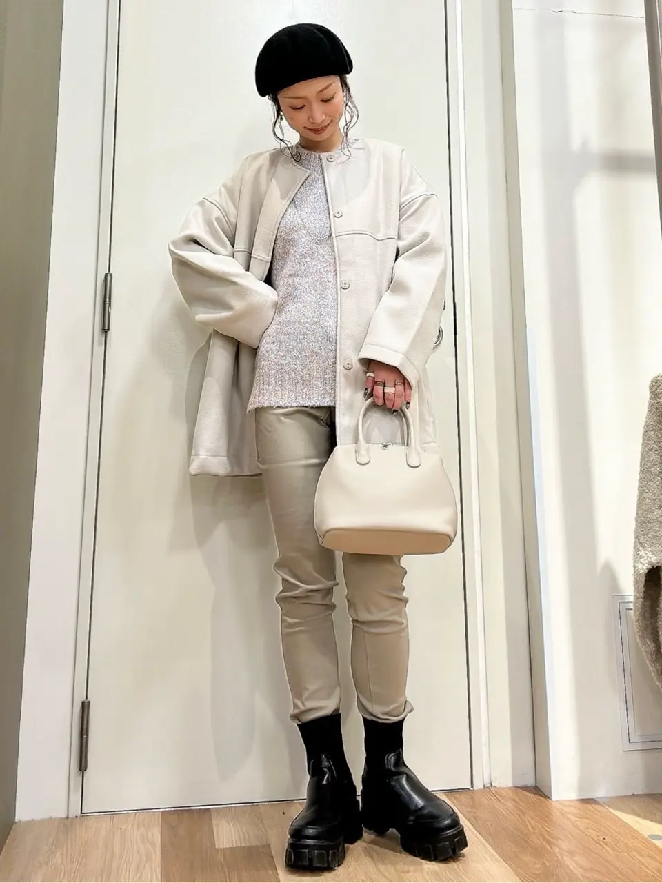 洗えるノーカラーショートコート/Green Parks（グリーン パークス）の