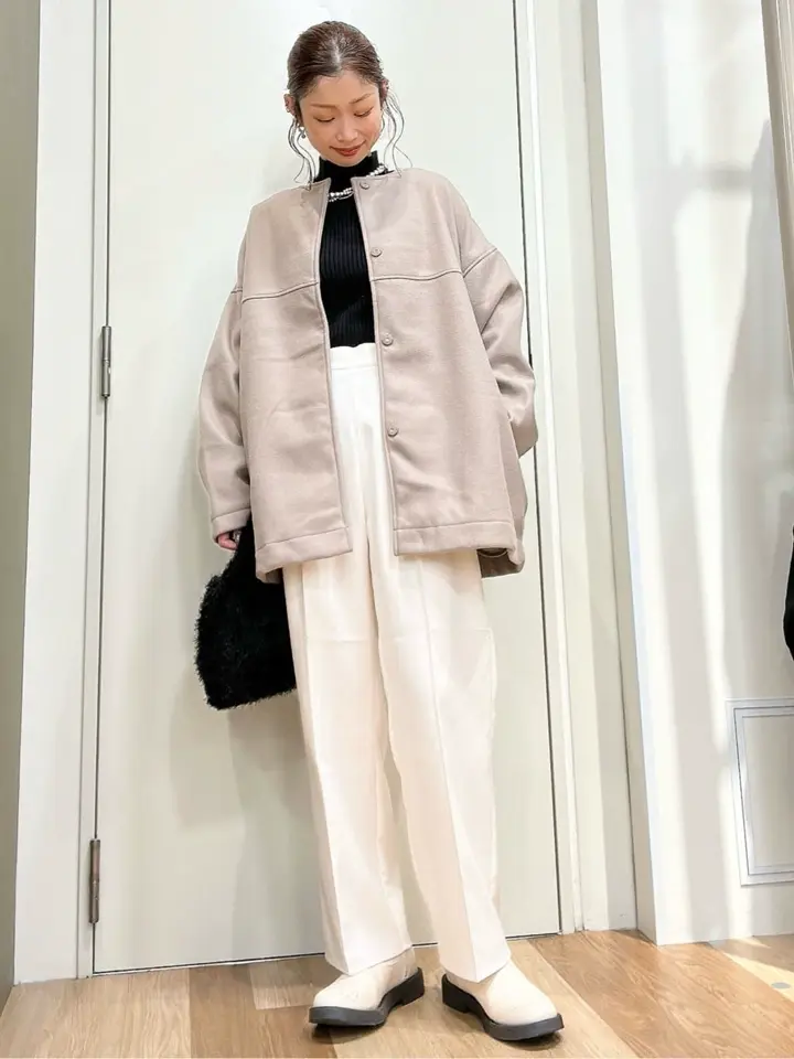 洗えるノーカラーショートコート/Green Parks（グリーン パークス）の