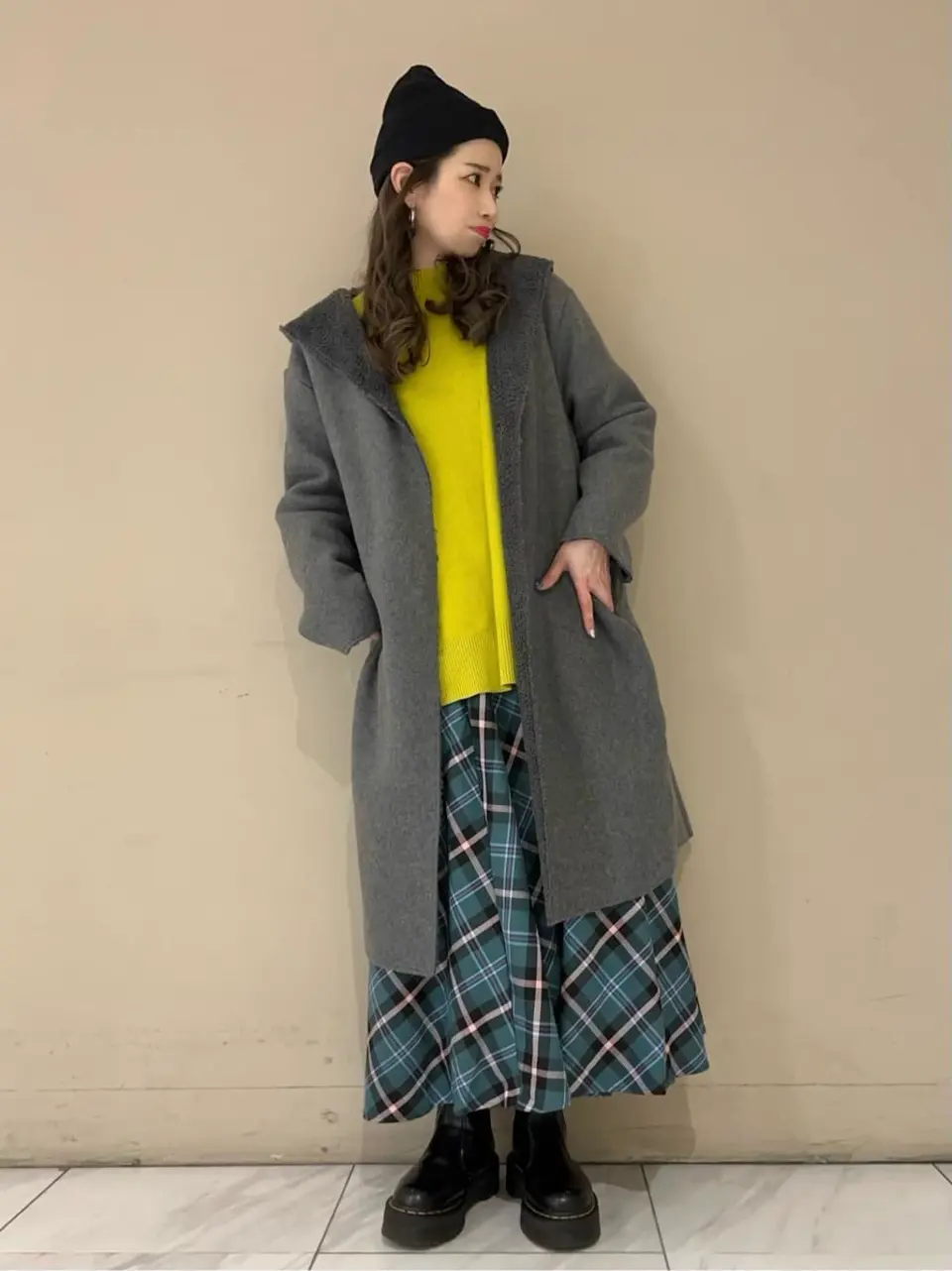 フード付き裏ボアロングコーディガン/Green Parks（グリーン パークス