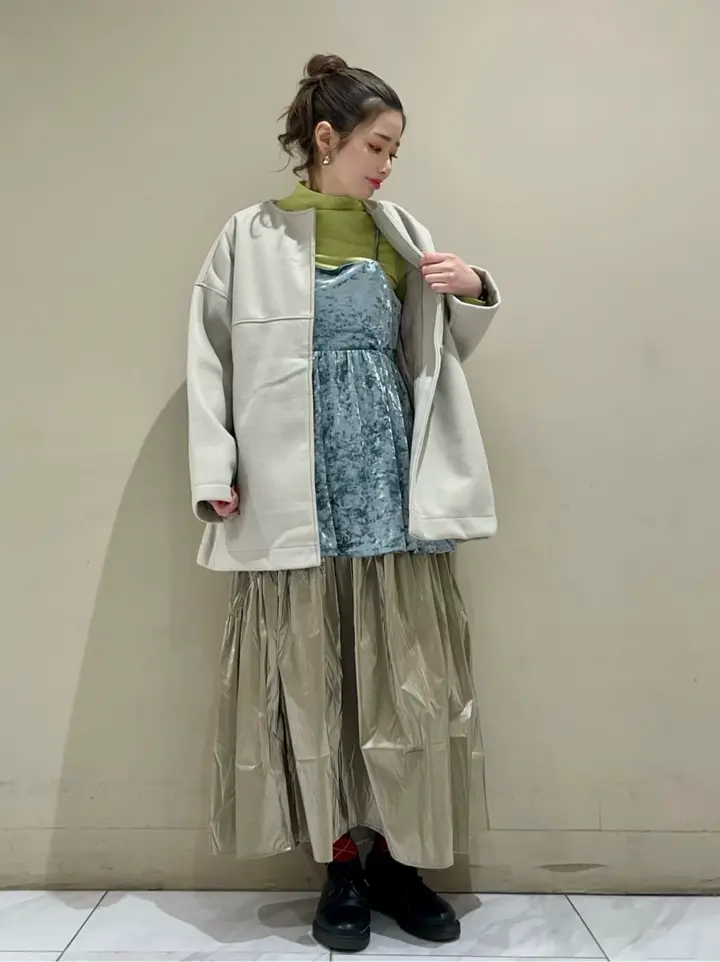 洗えるノーカラーショートコート/Green Parks（グリーン パークス）の