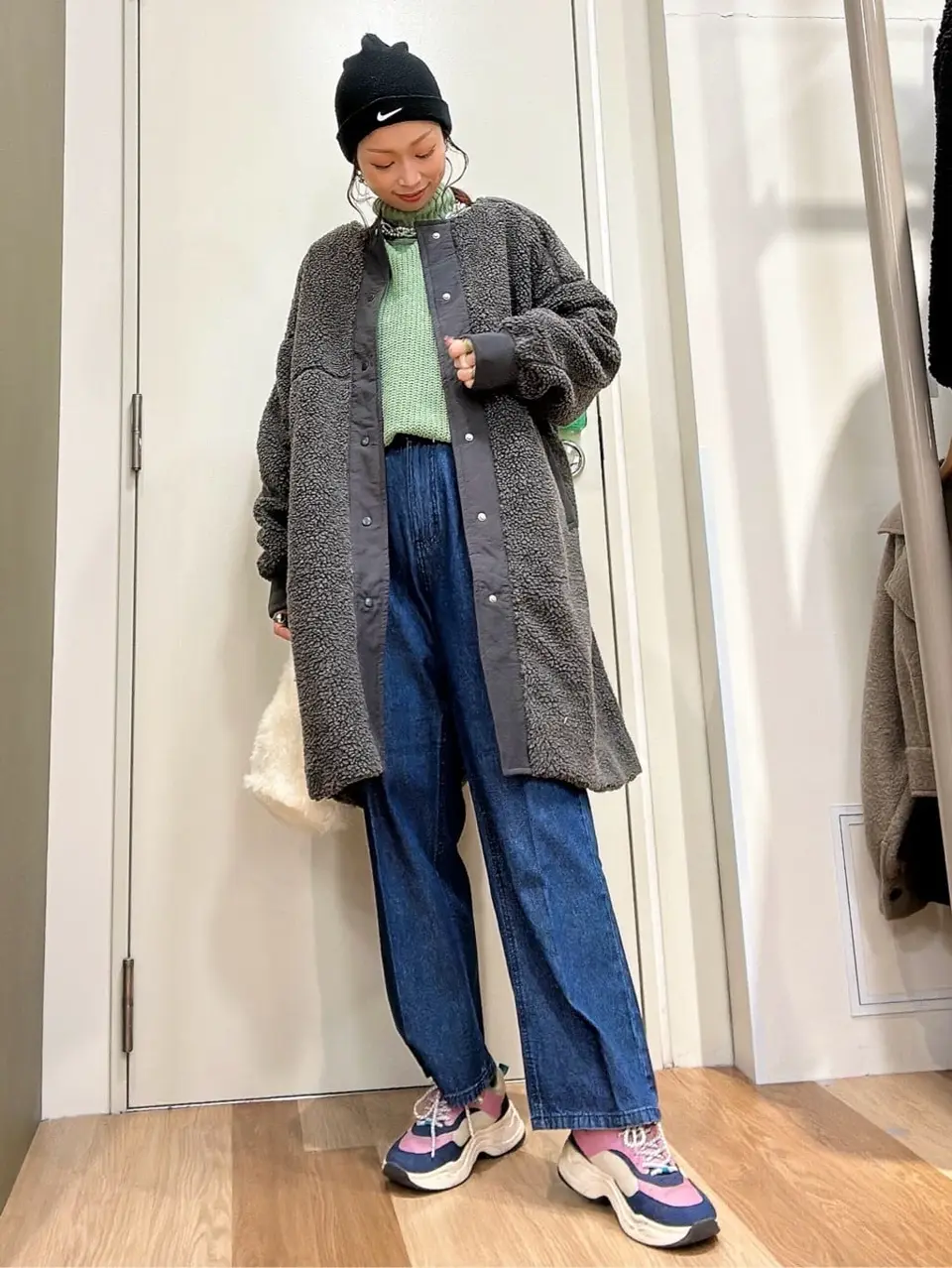 mokoモール畦ニット前後差プルオーバー/Green Parks（グリーン