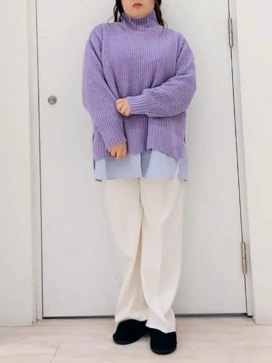 mokoモール畦ニット前後差プルオーバー/Green Parks（グリーン