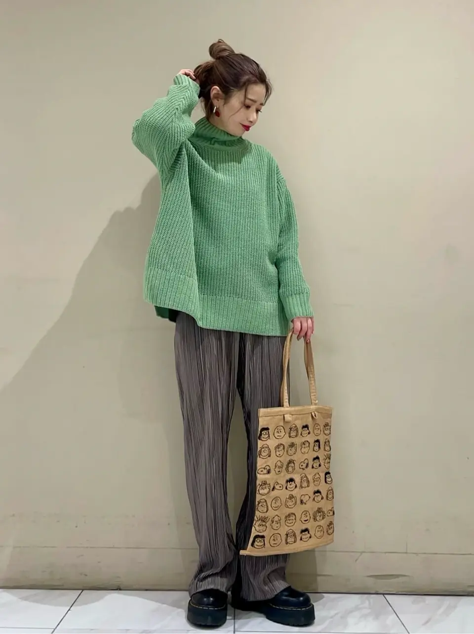 mokoモール畦ニット前後差プルオーバー/Green Parks（グリーン