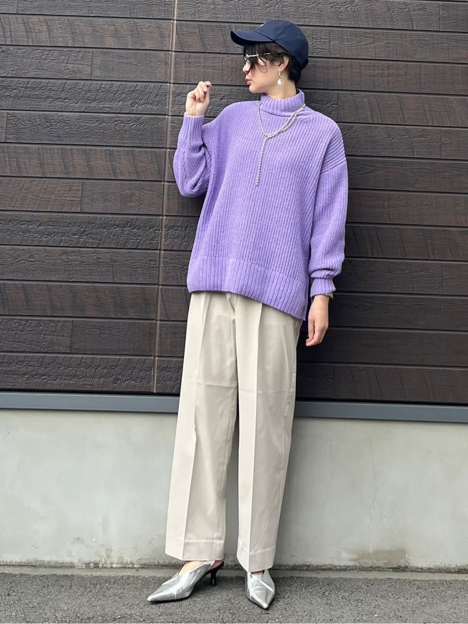 美品・希少カラー✨ビアズリー 洗える　ニットコート　パープル　ラクーンニット 美品・希少カラー✨ビアズリー 洗える ニットコート パープル ラクーン