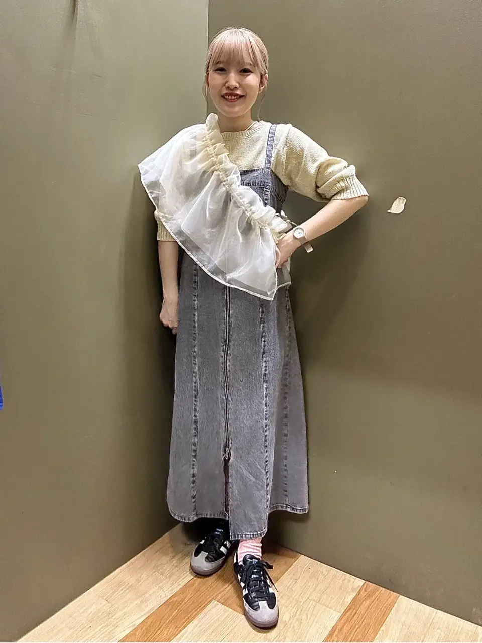 ラメ5分袖コンパクトニットプルオーバー/Green Parks（グリーン