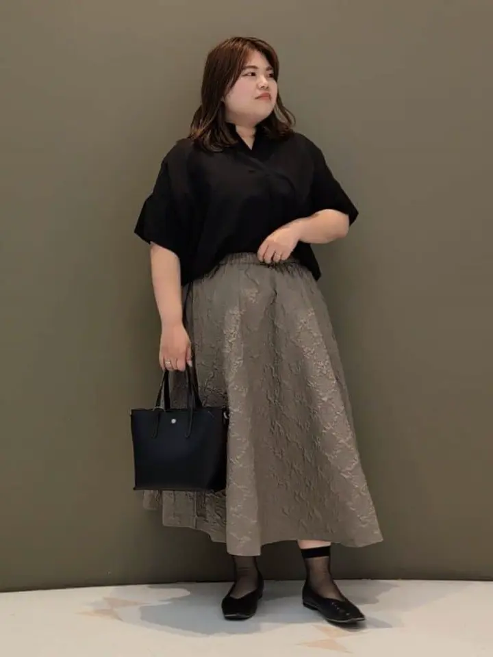 furry rateエンボスサイドタックフレアスカート/Green Parks（グリーン