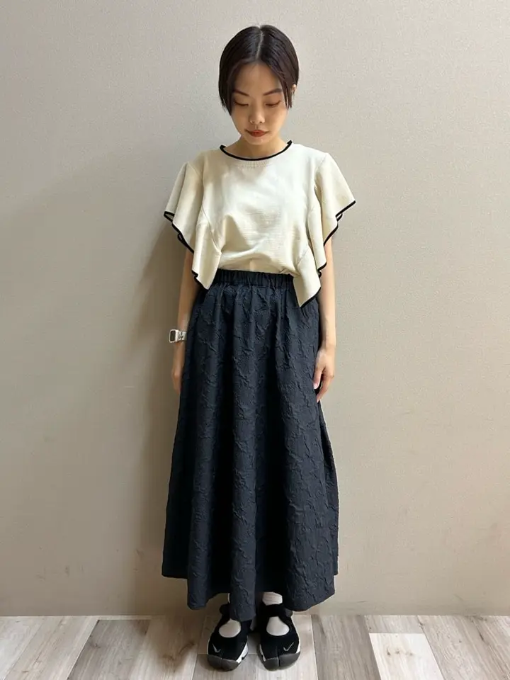 furry rateエンボスサイドタックフレアスカート/Green Parks（グリーン