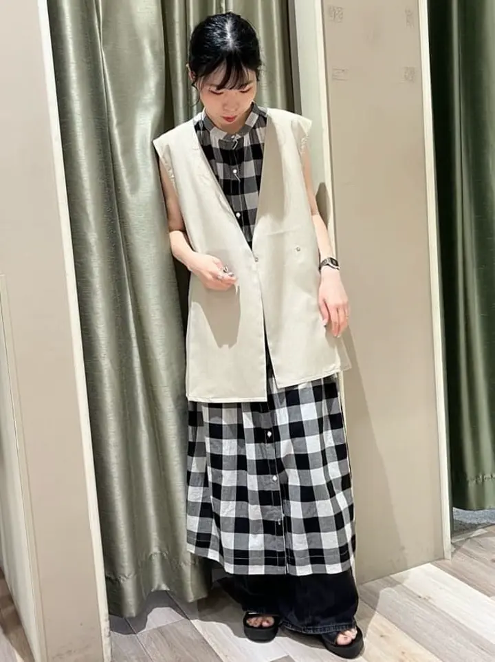 I ギンガムチェックノースリーブワンピース/Green Parks（グリーン