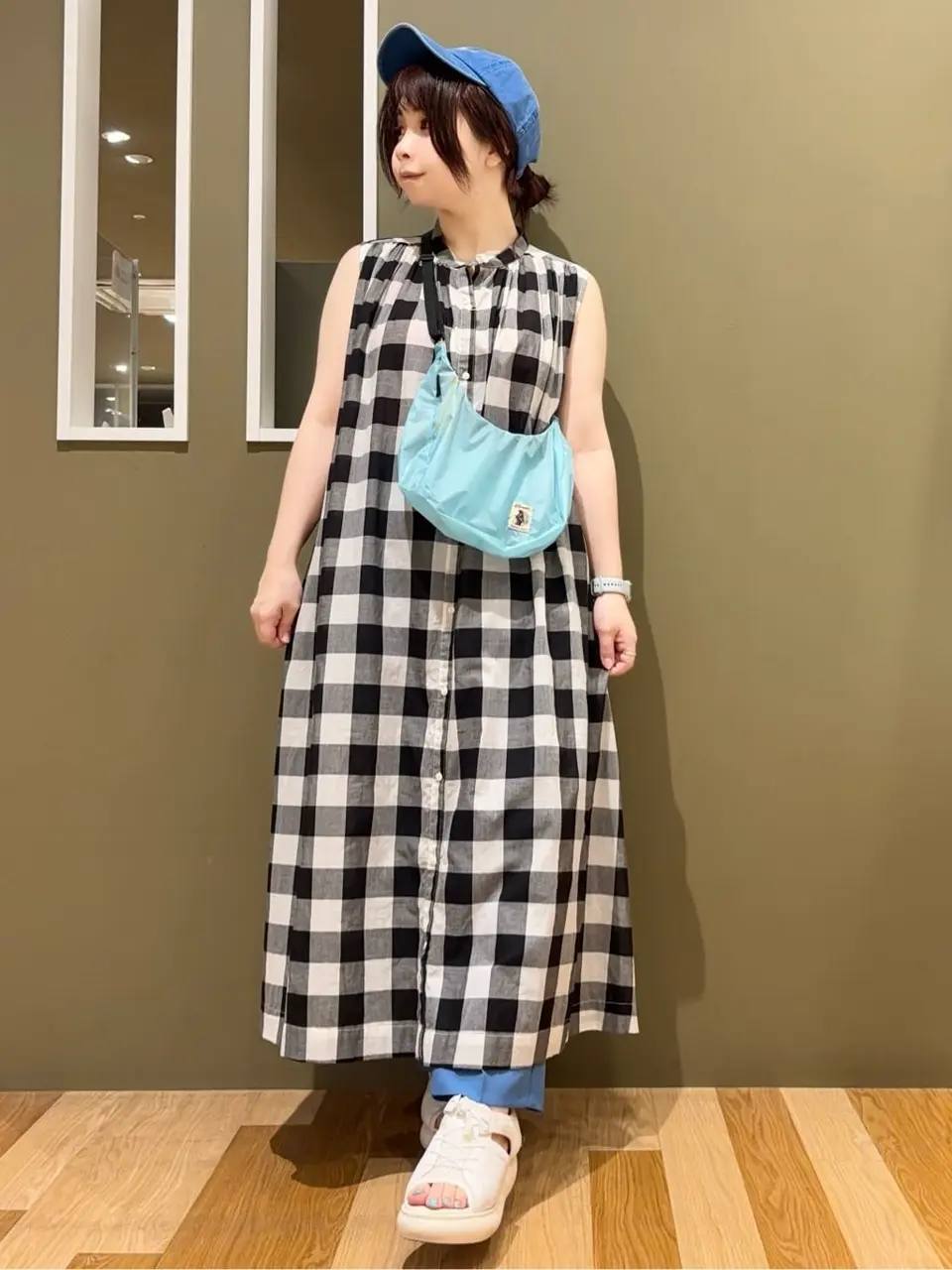 I ギンガムチェックノースリーブワンピース/Green Parks（グリーン