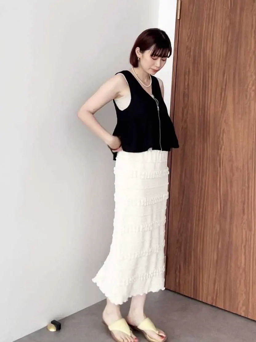 ジャガードペプラムZipベスト/Green Parks（グリーン パークス）の