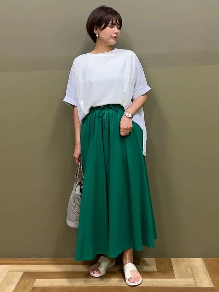 異素材脇切り替えドッキングプルオーバー/Green Parks（グリーン