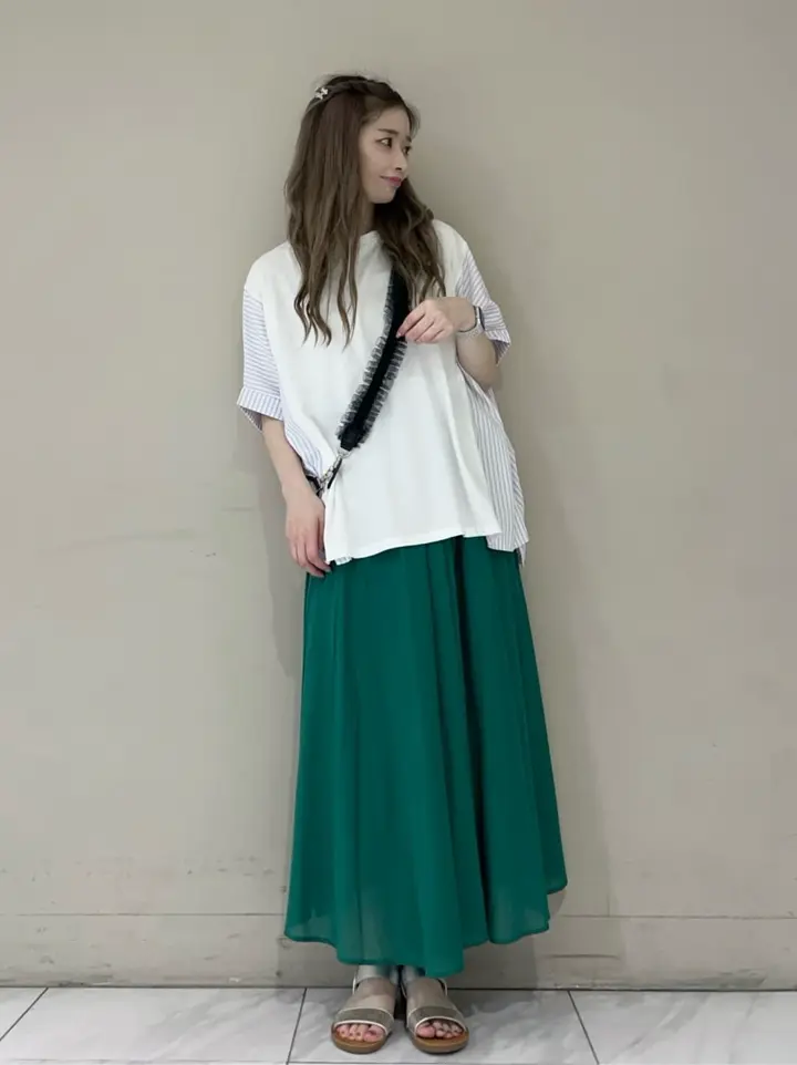 異素材脇切り替えドッキングプルオーバー/Green Parks（グリーン