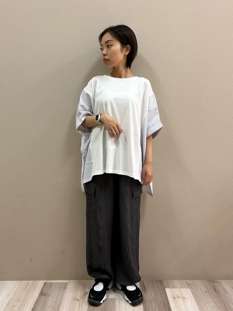 異素材ブロッキングプルオーバーカットソー 異素材脇切り替えドッキングプルオーバー/Green Parks（グリーン