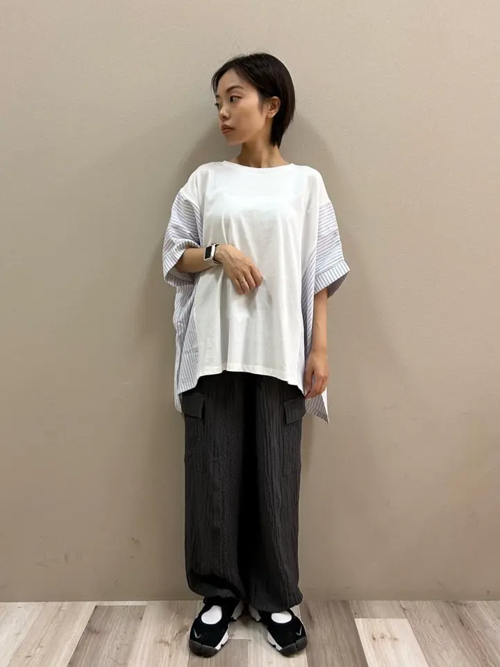 異素材脇切り替えドッキングプルオーバー/Green Parks（グリーン