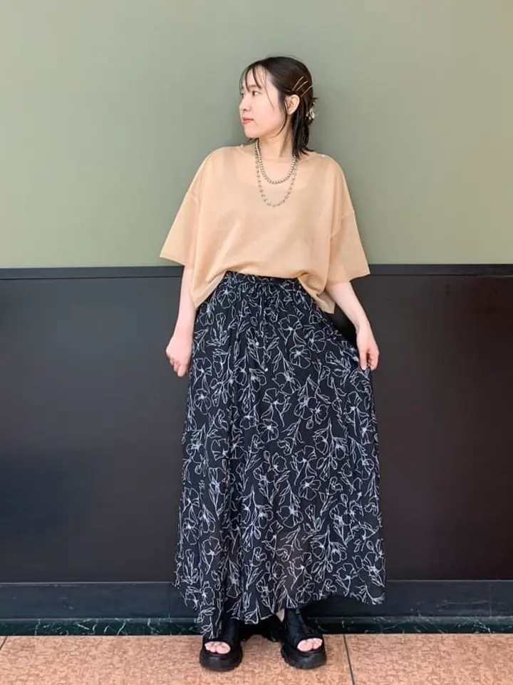 新品★PAOLA FRANI フェミニンなグリーンのギャザーフレアスカート ♪♪ エアリーニットフレアスカート【UVカット・マシンウォッシャブル