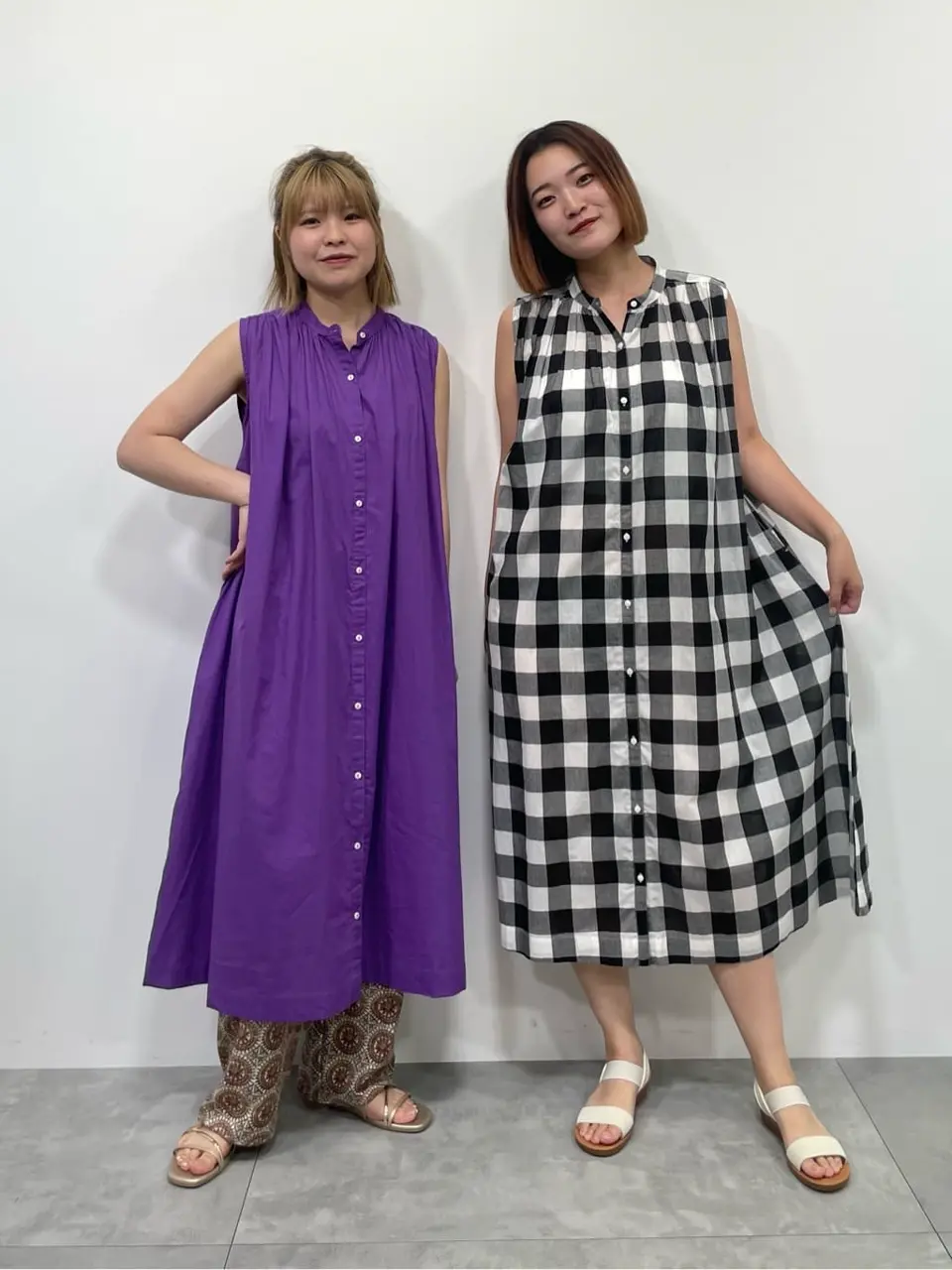 I ギンガムチェックノースリーブワンピース/Green Parks（グリーン