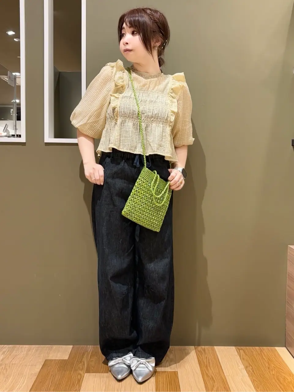 OTO.HA. クロシェ編みショルダーバッグ/Green Parks（グリーン