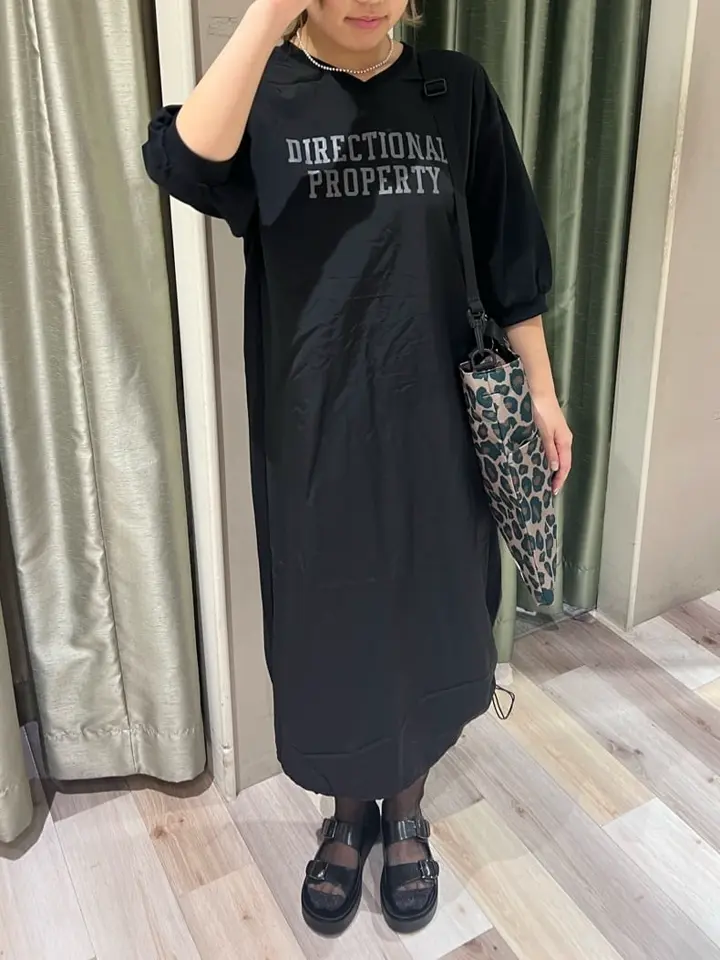 7分袖裏毛ドッキングロゴワンピース/Green Parks（グリーン パークス