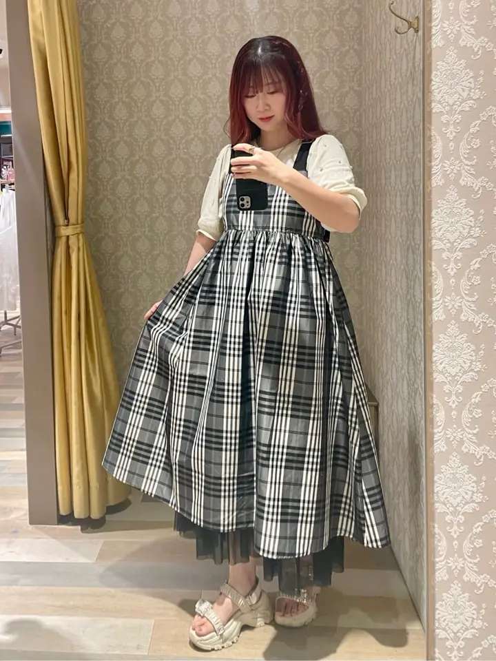 SUGAR SPOON チェックギャザーワンピース/Green Parks（グリーン