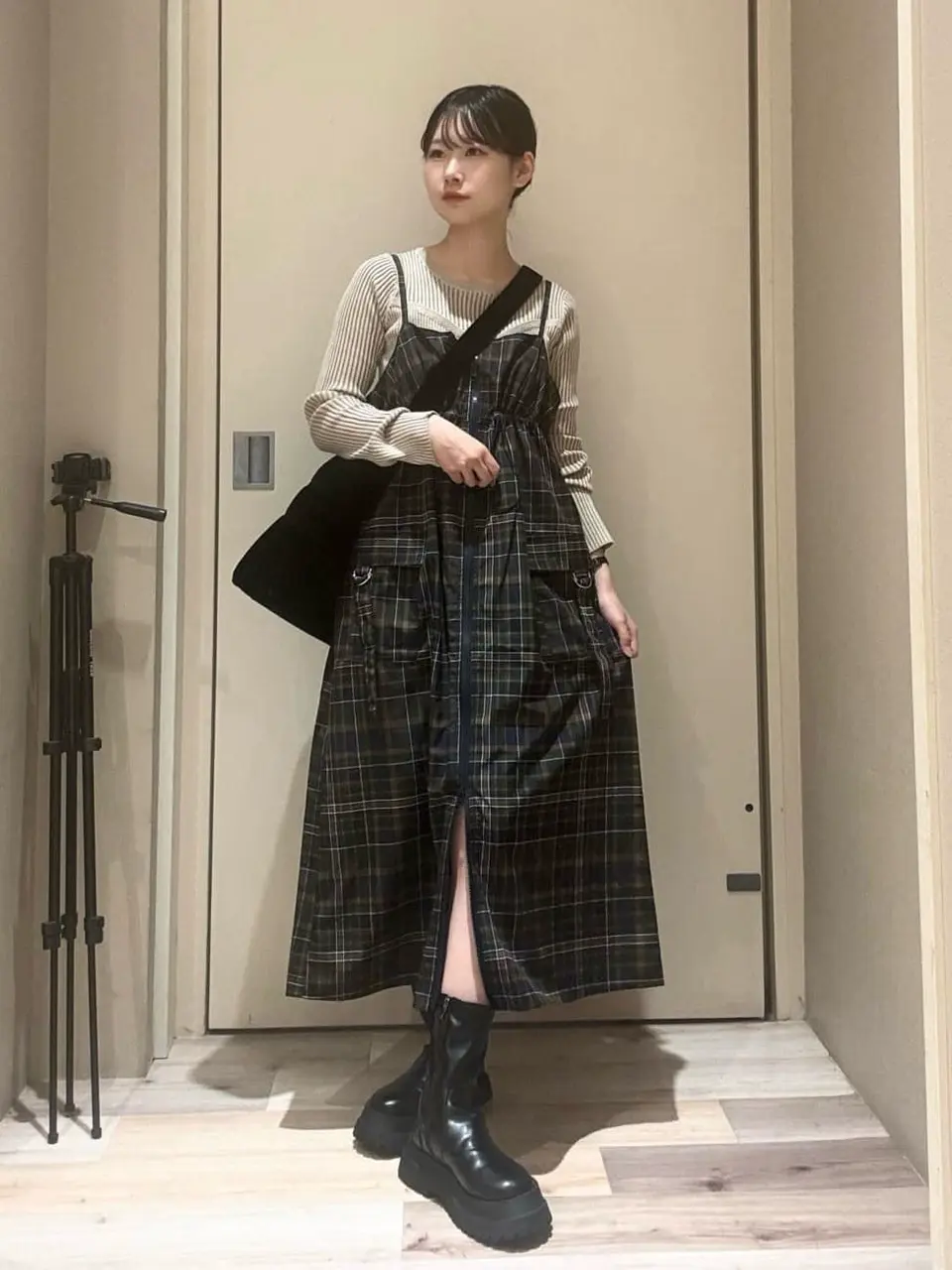 Zip チェックキャミワンピース/Green Parks(グリーン パークス Zip チェックキャミワンピース/Green Parks(グリーン パークス