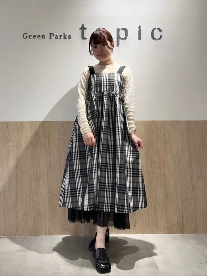 SUGAR SPOON チェックギャザーワンピース/Green Parks（グリーン