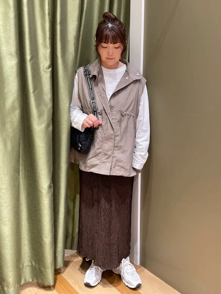 ANDSEARCH プリーツ加工Iラインスカート/Green Parks（グリーン