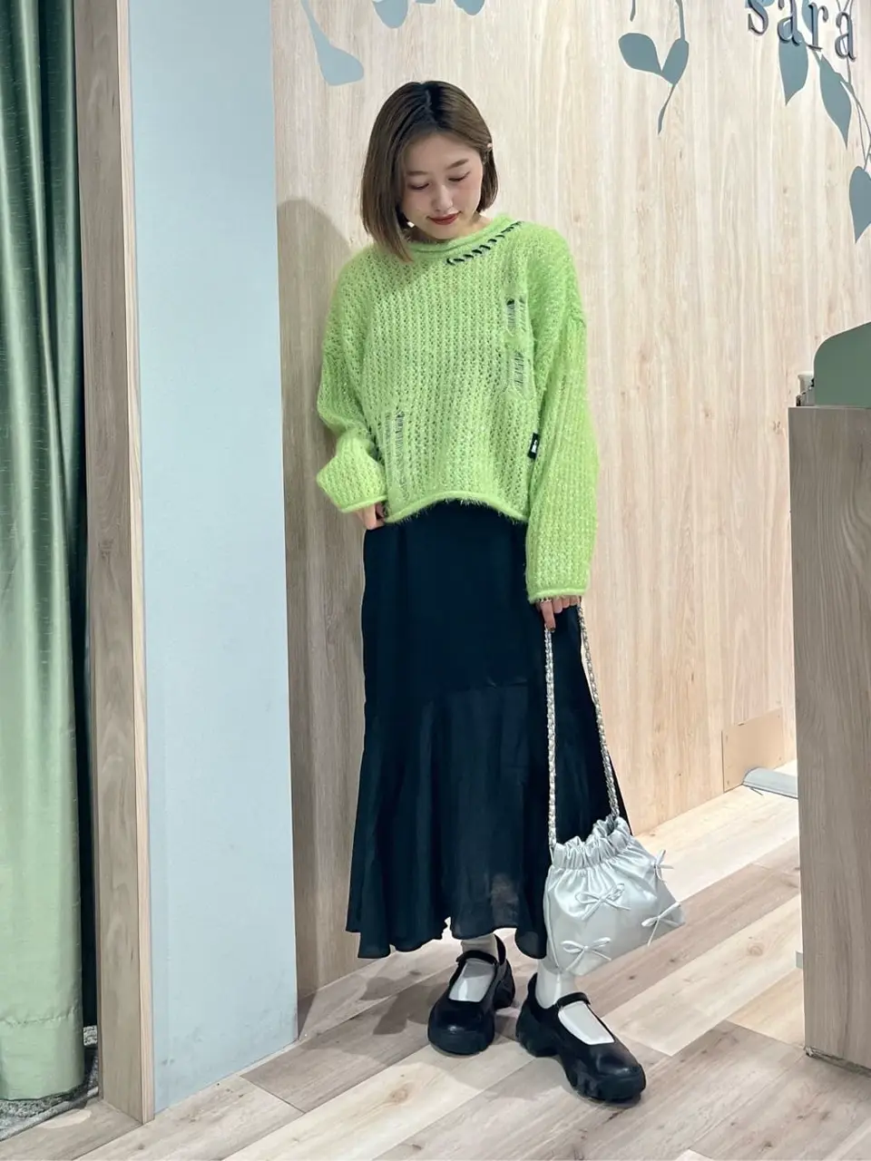 ナイトメア/ラメメッシュニットプルオーバー/Green Parks（グリーン