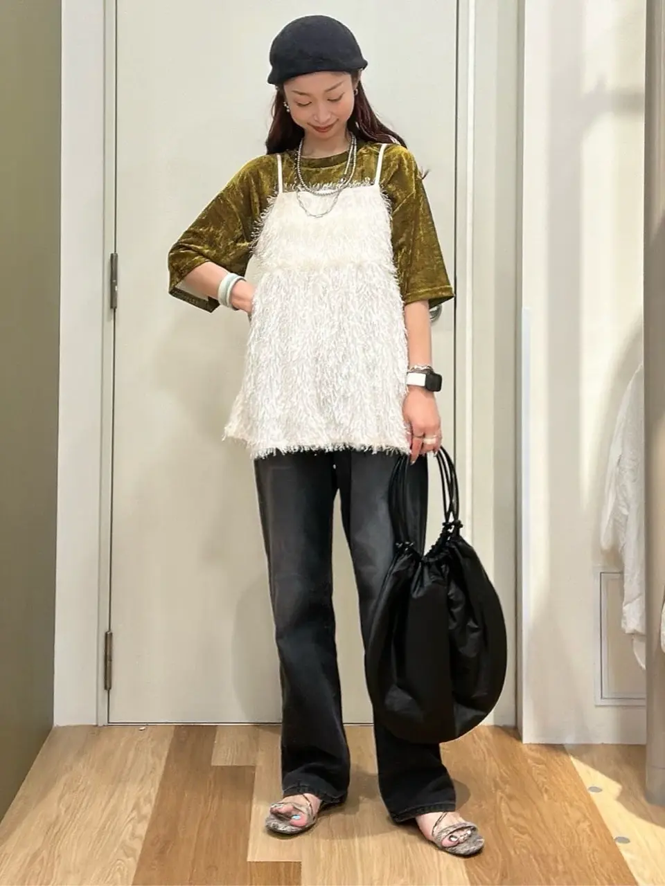 ラメフリンジカットキャミソールビスチェ/Green Parks（グリーン