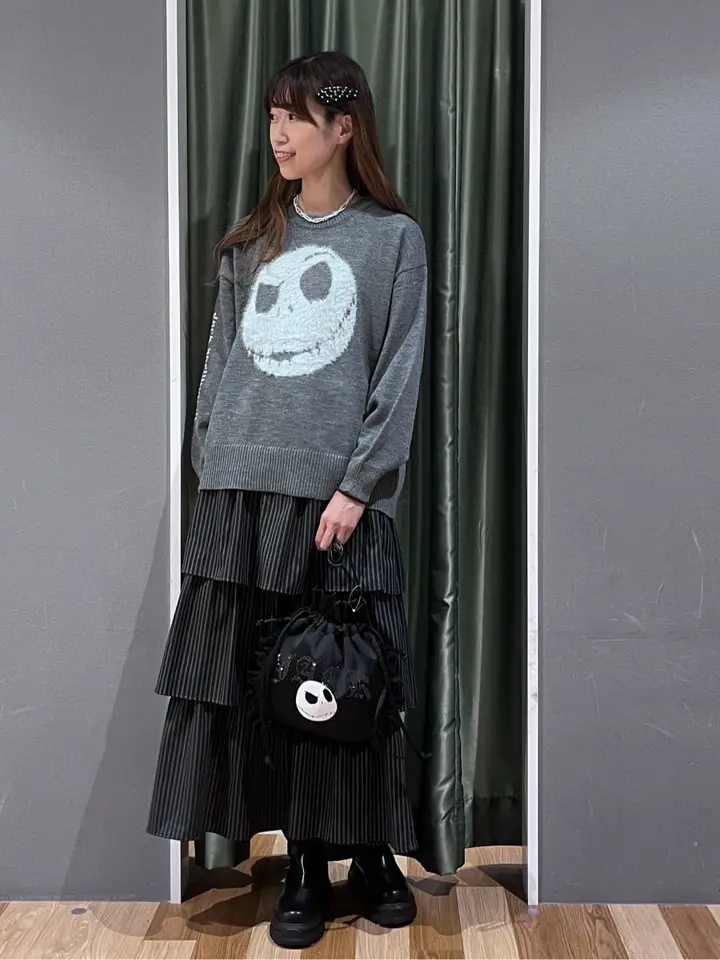 正規品♡ハロウィン♡クロネコジャガードプルオーバー♡グレー ナイトメア/フェイスジャガードニットプルオーバー/Green Parks