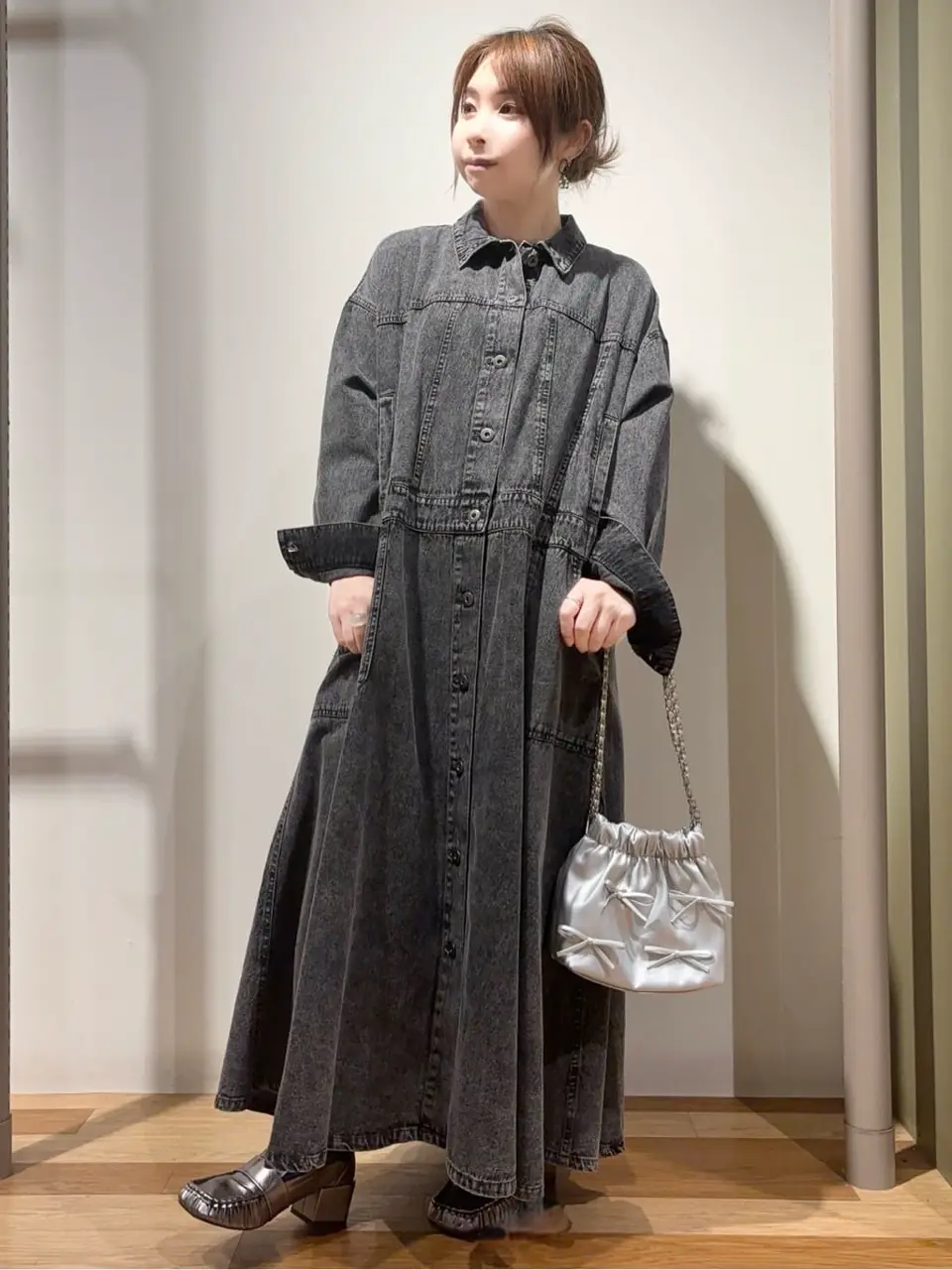 □ESCAR デニムロングジャケットワンピース/Green Parks（グリーン