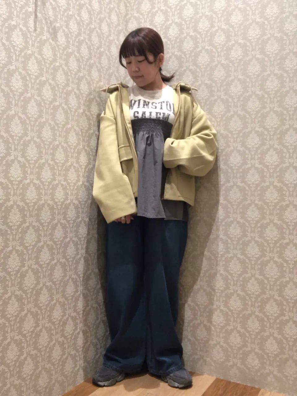 ミニ裏毛異素材ドッキングロゴプルオーバー/Green Parks（グリーン