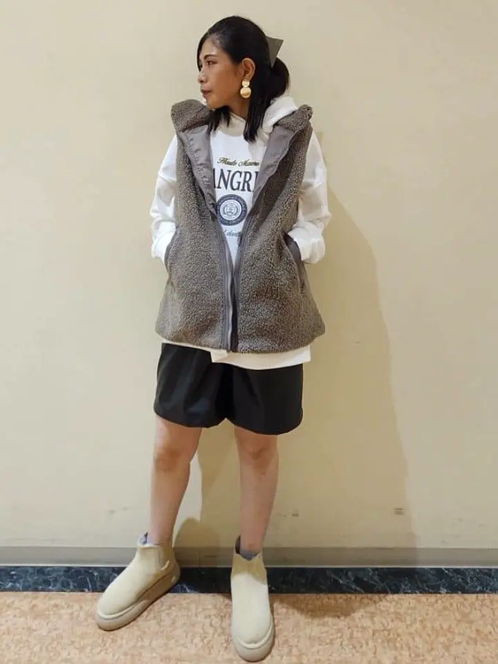 スタンドカラーボアZIPベスト/Green Parks（グリーン パークス）の