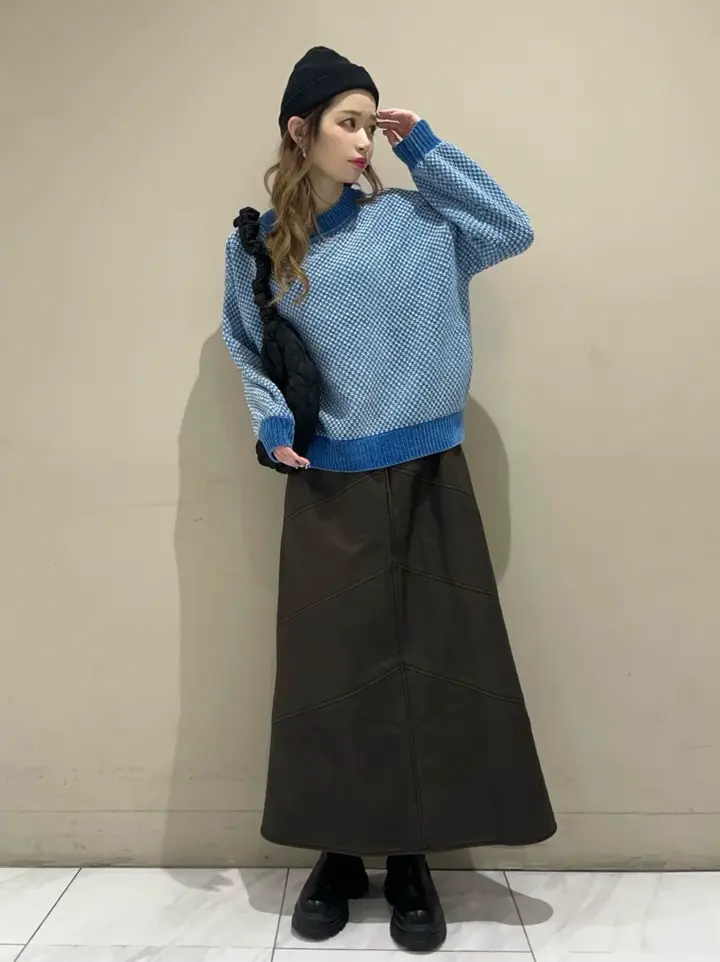 ベロアモールモックネックニットプルオーバー/Green Parks（グリーン