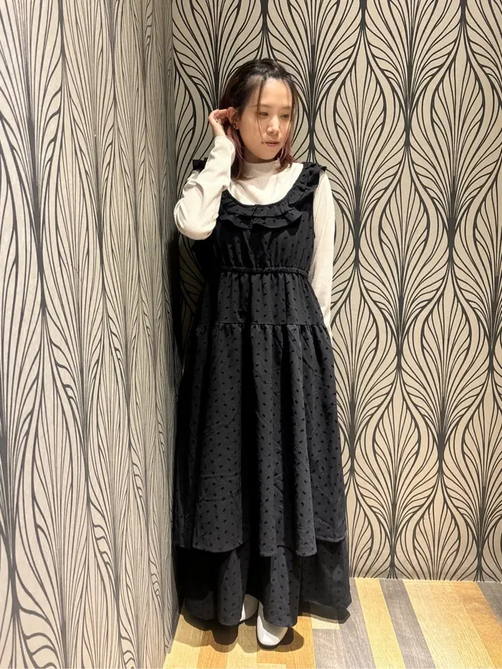 □ESCAR リボンptフリルネックワンピース/Green Parks（グリーン