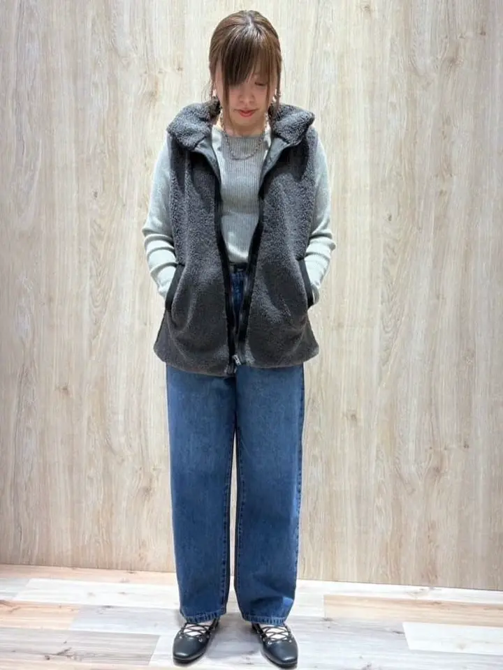 スタンドカラーボアZIPベスト/Green Parks（グリーン パークス）の